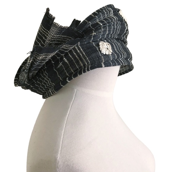 Vintage Fascinator Hat Cap Sinamay Sequin Celine Robert France Black - Picture 4 of 11